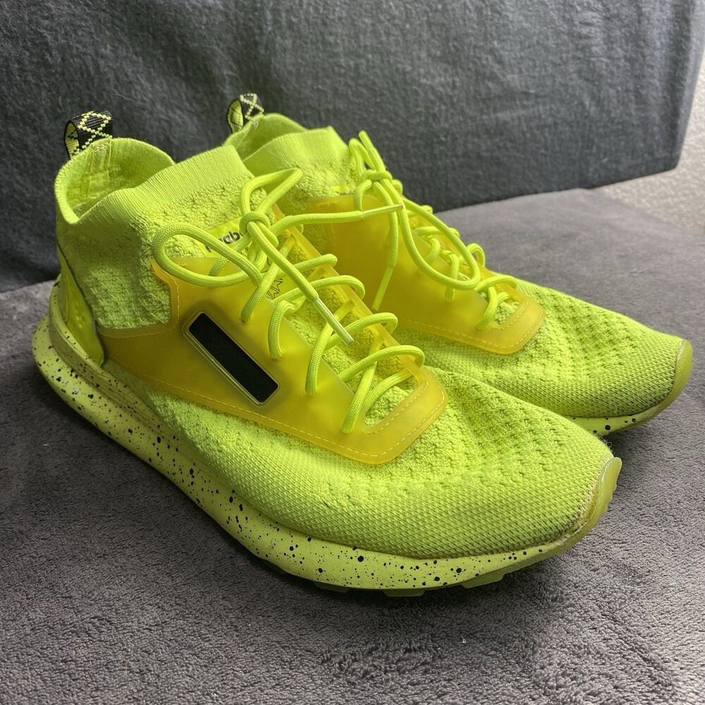 Reebok Zoku Runner Ultraknit Neon Volt Green Slip On Mens 7.5 Athletic Sneakers